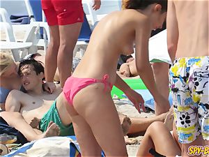 steamy gigantic orbs bare-chested inexperienced teens bikini Beach hidden cam